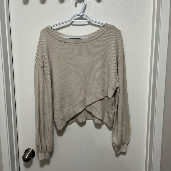 Women's Cream Ribbed Sweater - Picture 4 of 5